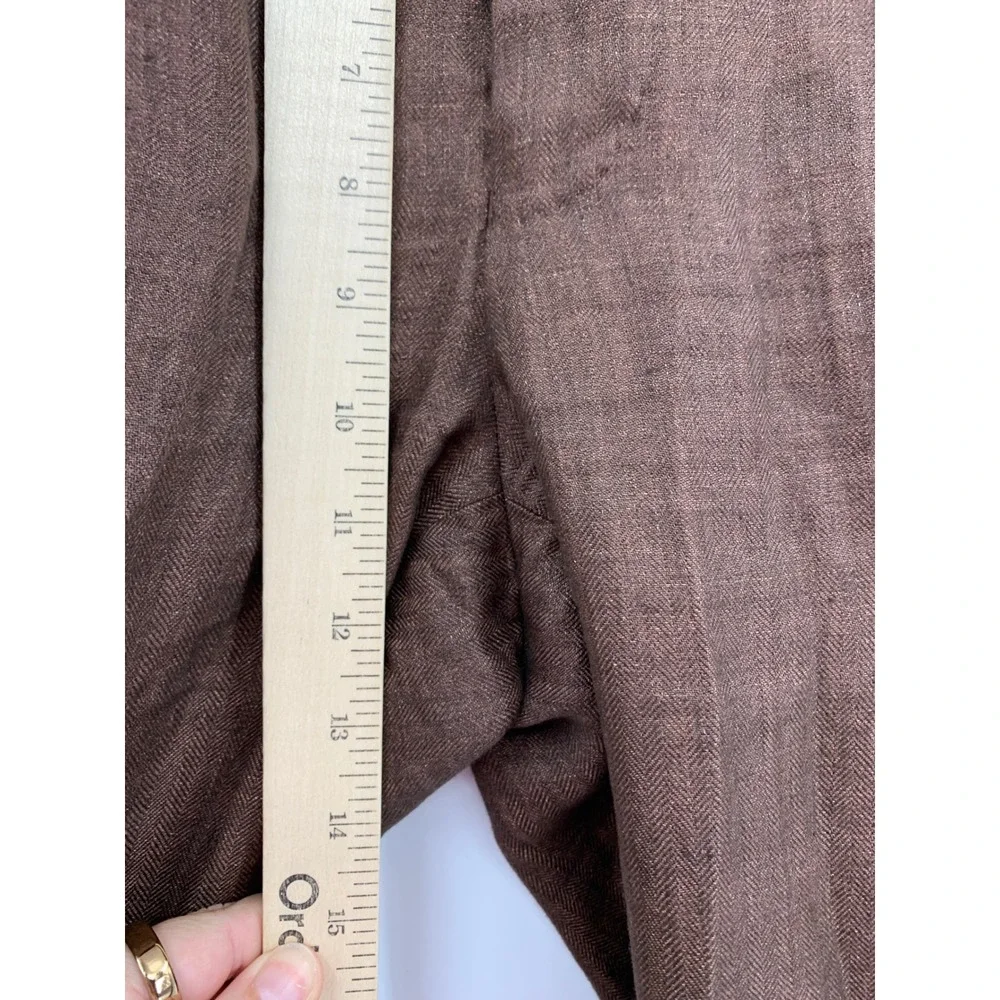 Murano Baird Mcnutt Pants Mens 34x32 Brown Linen Alex Slim Trousers Pleated Cuff